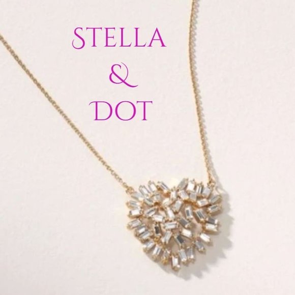 Stella & Dot Jewelry - Stella & Dot Baguette Blitz Heart Shaped Pendant Necklace